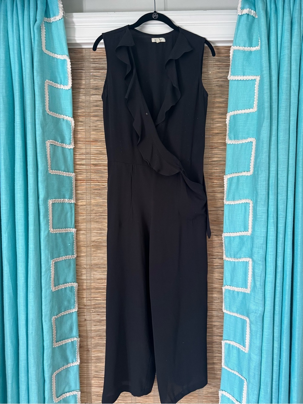 Max Studio Black Sleeveless Ruffle Front Jumpsuit